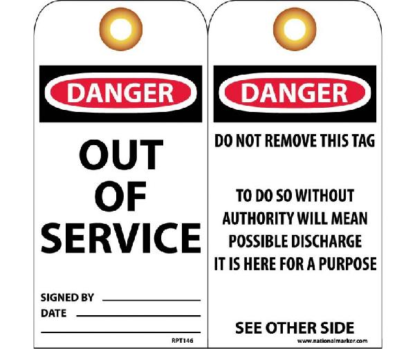 DANGER OUT OF SERVICE TAG
