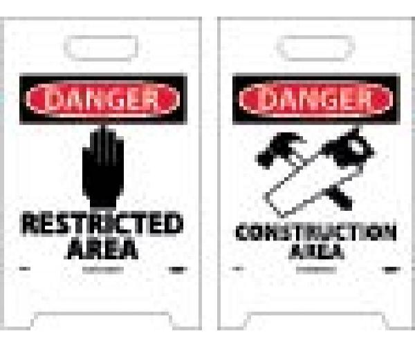 DANGER RESTRICTED AREA DOUBLE-SIDED FLOOR SIGN