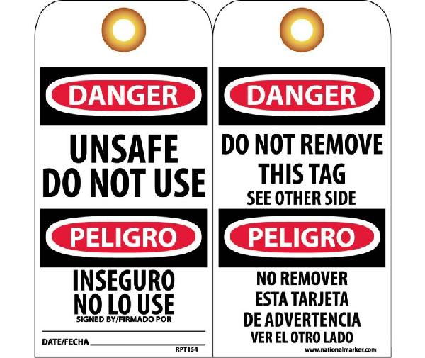 DANGER UNSAFE DO NOT USE TAG