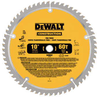 DeWalt 10 32 & 60 TPI General Purpose Wood Cutting Miter/Table Circular Saw Blade