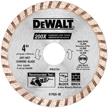 Dewalt DW4724 4 High Performance Diamond Masonry Blade
