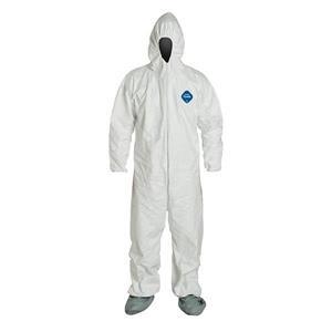 DuPont™ Tyvek® Coveralls w/ Respirator Fit Hood, Elastic Wrists, & Attached Skid-Resistant Boots