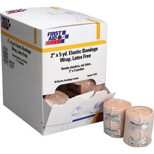 Elastic Bandage w/ 2 Fasteners, 2 x 5 yd, 18 Rolls/Box