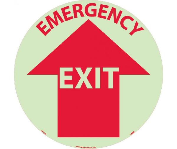 EMERGENCY EXIT GLOW WALK ON FLOOR SIGN
