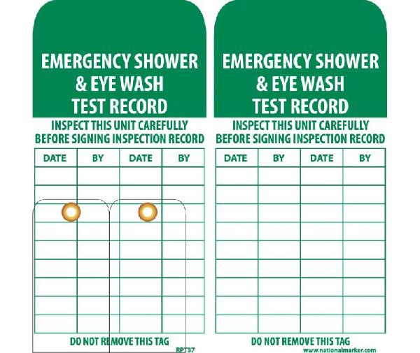 EMERGENCY SHOWER & EYE WASH TEST RECORD TAG