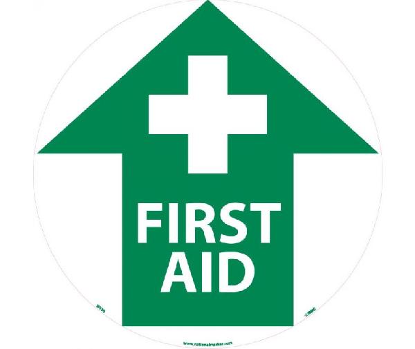 FIRST AID WALK ON FLOOR SIGN