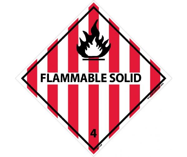 FLAMMABLE SOLID 4 DOT PLACARD LABEL