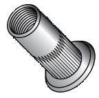 Flat Head Ribbed Threaded Insert Rivet Nut Large Flange, Thin Wall, Open End Aluminum Cleaned & Polished