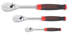 GearWrench 3 Piece 1/4in 3/8in 1/2in 84 Tooth Cushion Grip Ratchet Set 81207F 