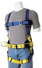 Gemtor 955 Sub-pelvic, polyester full-body harness with foam back pad, and removable, heavy-duty tongue buckle waist belt