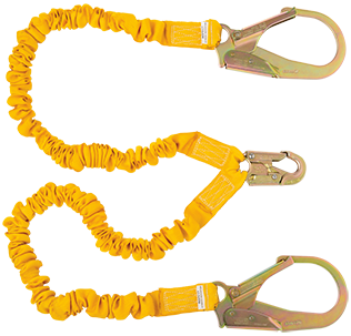 Gemtor D11ELYZ6 Stretch energy absorbing lanyards with #3100 flat rebar hooks on two ends 6 Ft