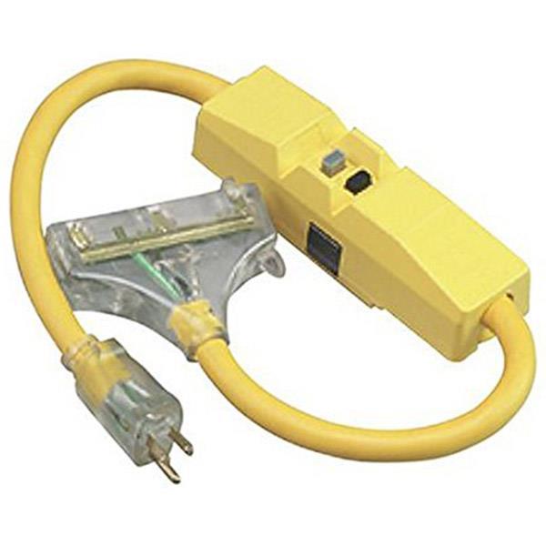 GFCI Protected In-Line Tri-Cord w/ Lighted End, SEOW, 2 1/2'