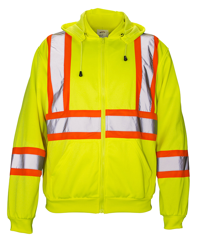 Hooded Sweatshirt, Class 2 Yellow with 2 Reflective Contrasting Trim