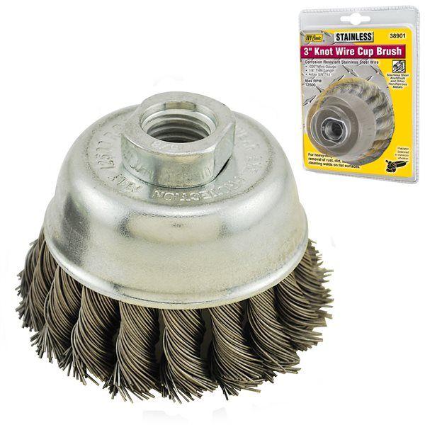 Ivy Classic 38901 3 Stainless Knot Wire Cup Brush 5/8-11 Arbor