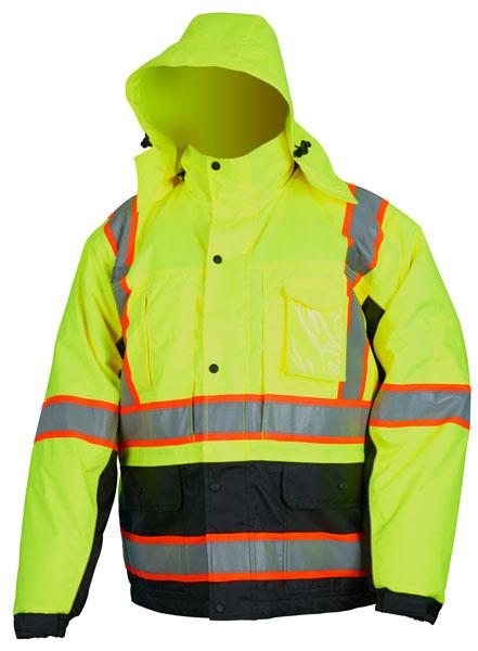MCR Safety ANSI Class 3 CSA Z96 Class 2 Lime Double Insulated Rip Stop Baggage Handling Jacket