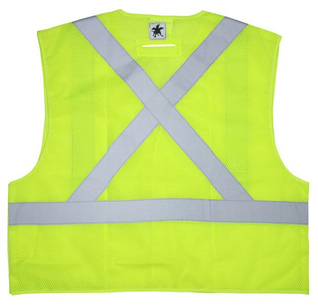 MCR Safety Class 2 Break Away Lime Hook & Loop Front X Pattern Back Safety Vest