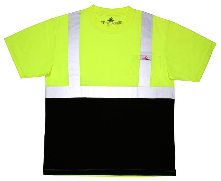 MCR Safety Class 2 Short Sleeve Black/Lime Reflective T-Shirt
