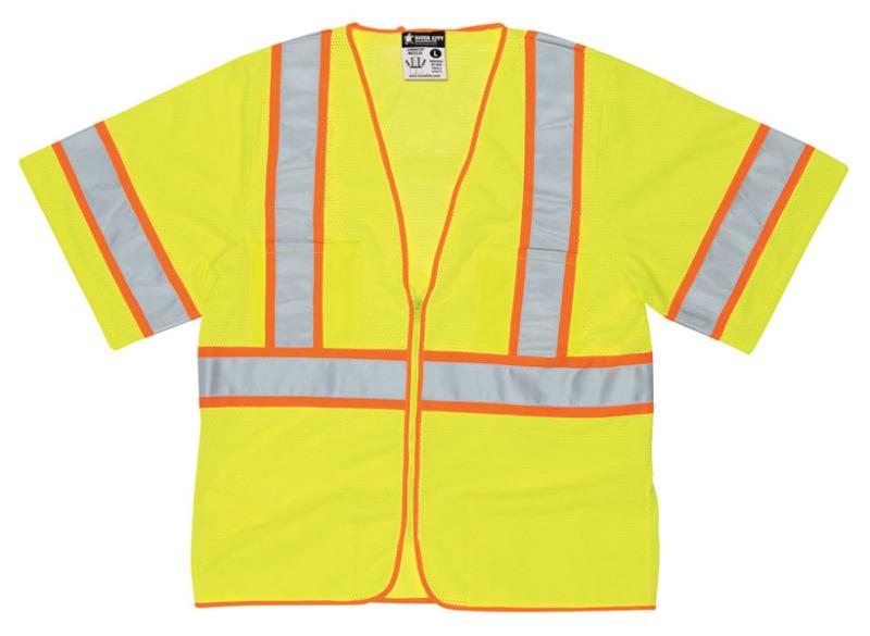 MCR Safety Class 3 ANSI Lime Polyester/Mesh Safety Vest