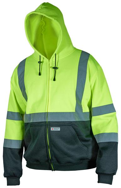 MCR Safety Class 3 Black/Lime Polyester Zip Up Hoodie
