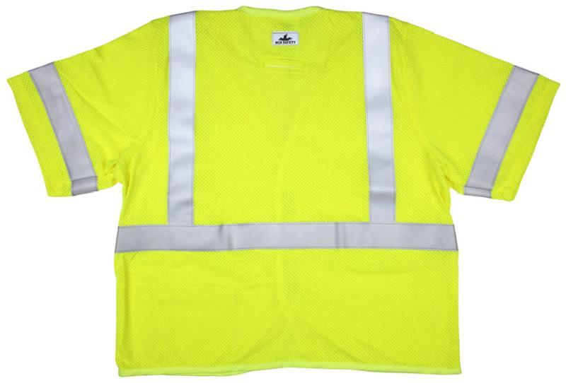 MCR Safety Class 3 Lime Flame Resistant Mesh Blend Fabric Safety Vest