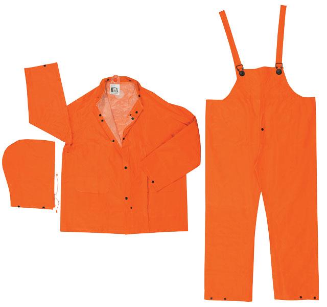 MCR Safety Classic Plus Orange 3 Piece .35mm  PVC/Polyester Rain Suit Set