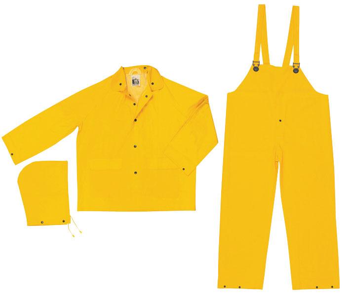 MCR Safety Classic Yellow 3 Piece .35mm Limited Flammability PVC/Polyester Rain Suit Set
