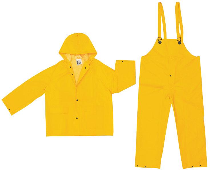 MCR Safety Classic Yellow 3 Piece .35mm PVC/Polyester Rain Suit Set