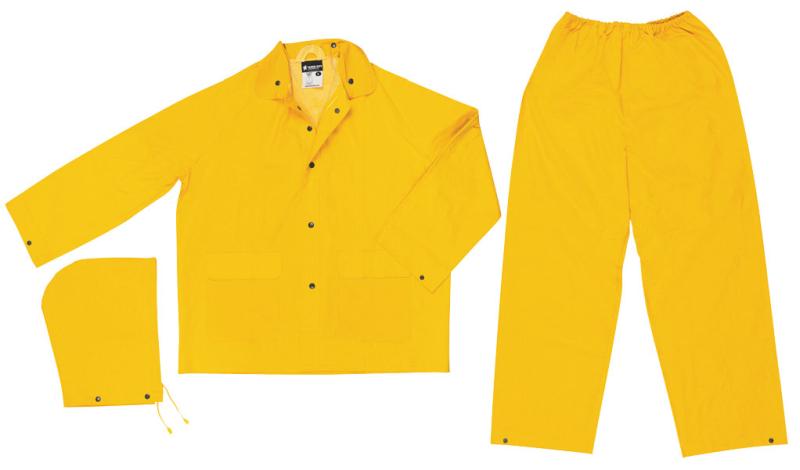 MCR Safety Classic Yellow 3 Piece .35mm PVC/Polyester Waist Pant Rain Suit Set