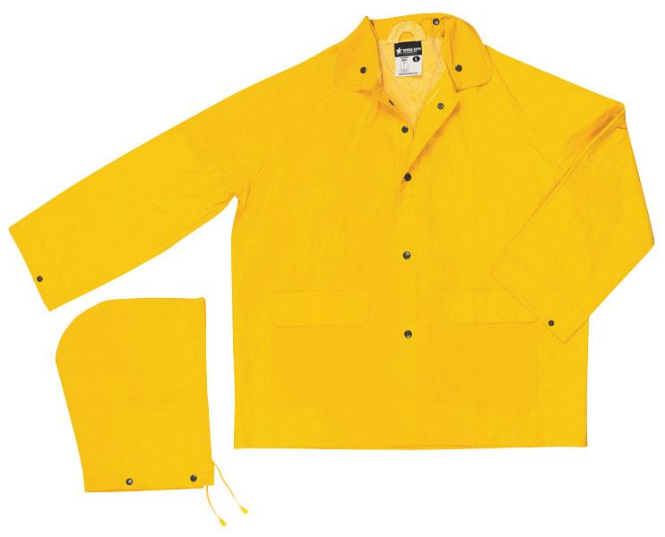 MCR Safety Classic Yellow .35mm PVC/Polyester Detachable Hood Rain Jacket