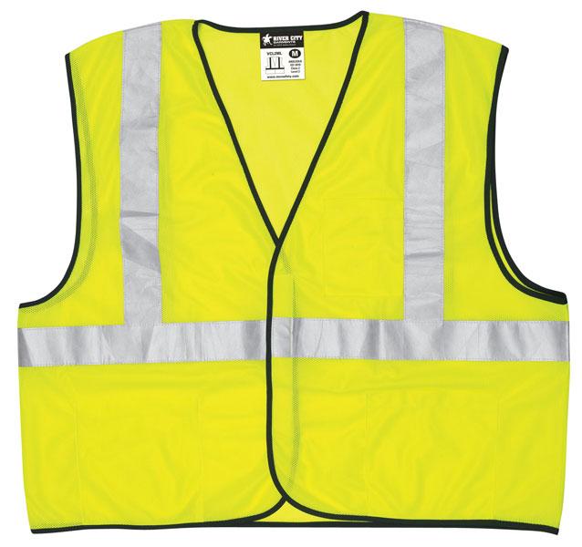 MCR Safety Economy Class 2 ANSI Lime Solid Hook & Loop Safety Vest