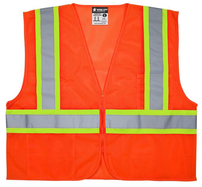 MCR Safety Economy Class 2 Limited Flammability Orange Zipper Safety Vest