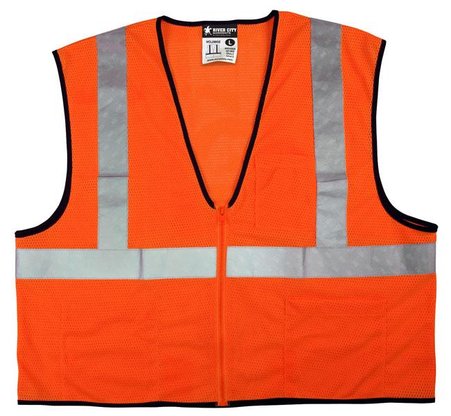 MCR Safety Economy Class 2 Orange 3 Pocket Zipper Front Safety Vest
