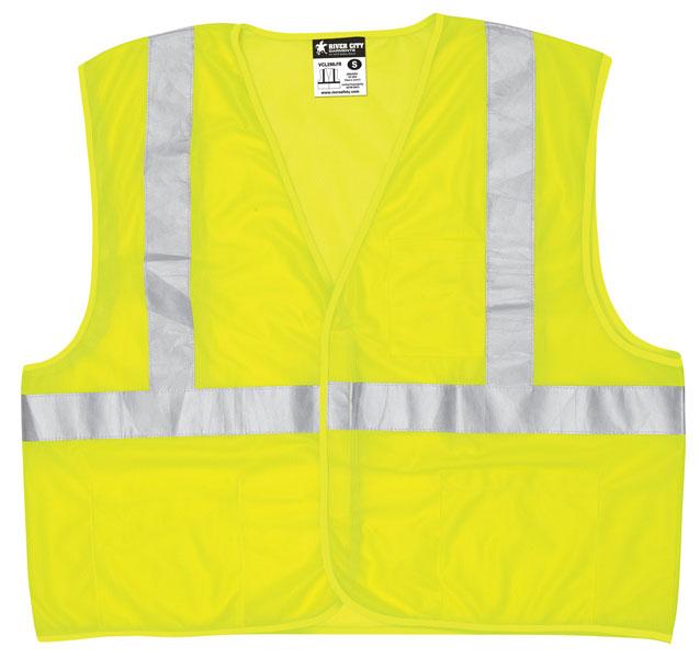 MCR Safety Economy Limited Flammability Class 2 ANSI Lime Mesh Hook & Loop Safety Vest