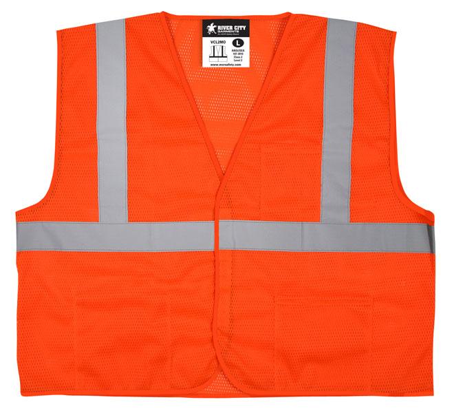 MCR Safety Economy Limited Flammability Class 2 ANSI Orange Mesh Hook & Loop Safety Vest