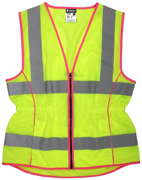 MCR Safety Ladies Class 2 Lime Zipper Front Safety Vest
