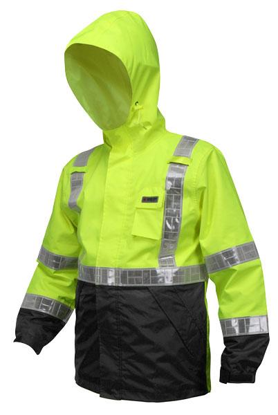 MCR Safety Luminator Class 3 Breathable Polyester/Polyurethane Rain Jacket