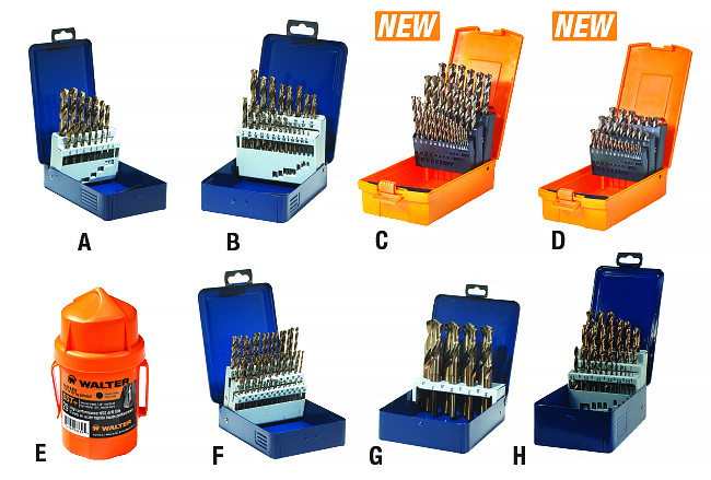 29 drill bits kit, round shank, 135?, Fractional