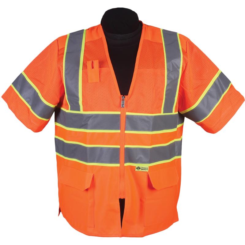 Orange Mesh - Solid Safety Vest Class 3