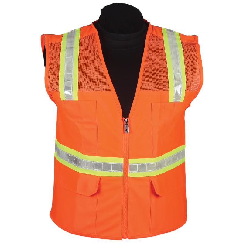 Orange Mesh Surveyor Vest with Stripe