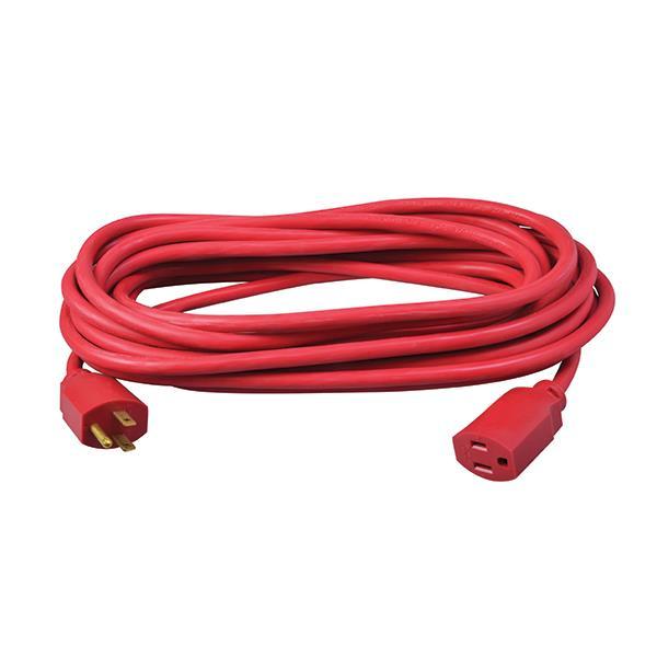 Outdoor Extension Cord, 14/3 ga, 15 A, 25', Red