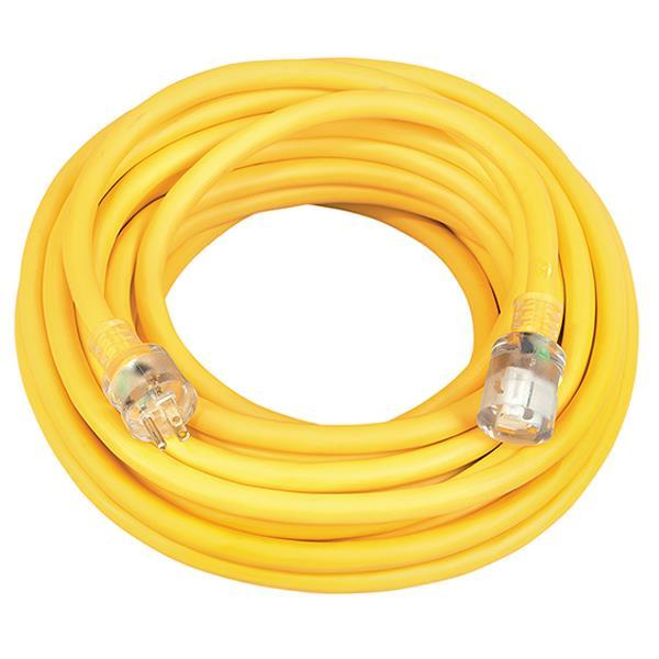 Outdoor Extension Cord w/ Lighted End, 12/3 ga, 15 A, 100'