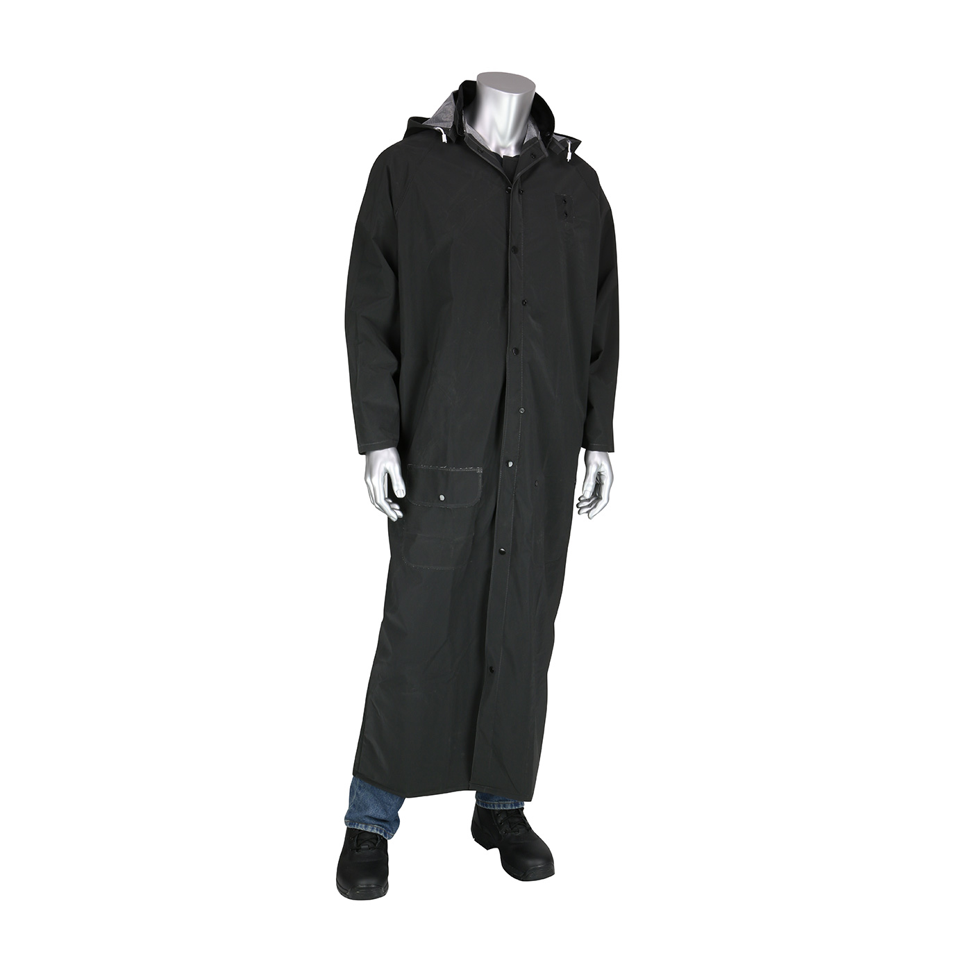 PIP Base35™ Black Premium 0.35mm PVC/Polyester/Corduroy 60 Duster Rain Coat