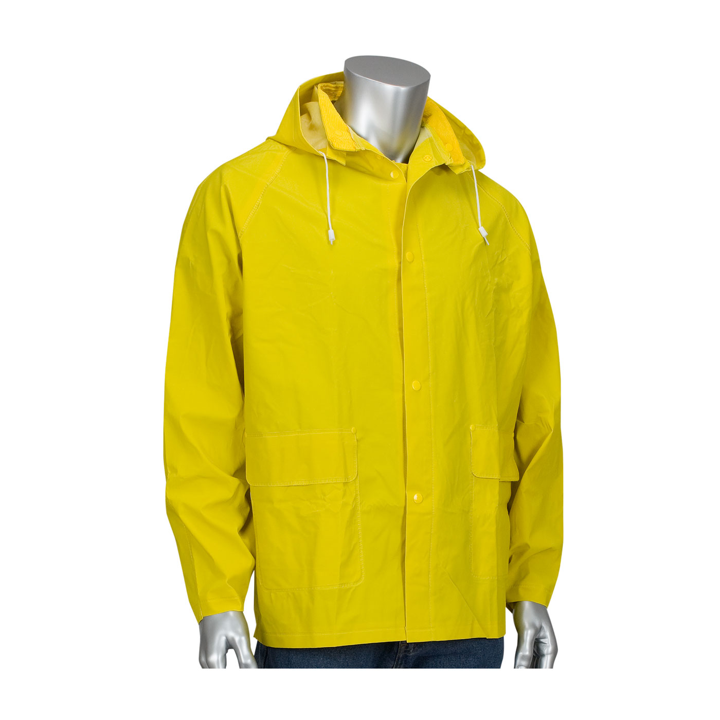 PIP Base35™ Yellow Premium 0.35mm PVC/Polyester/Corduroy Rain Jacket ...