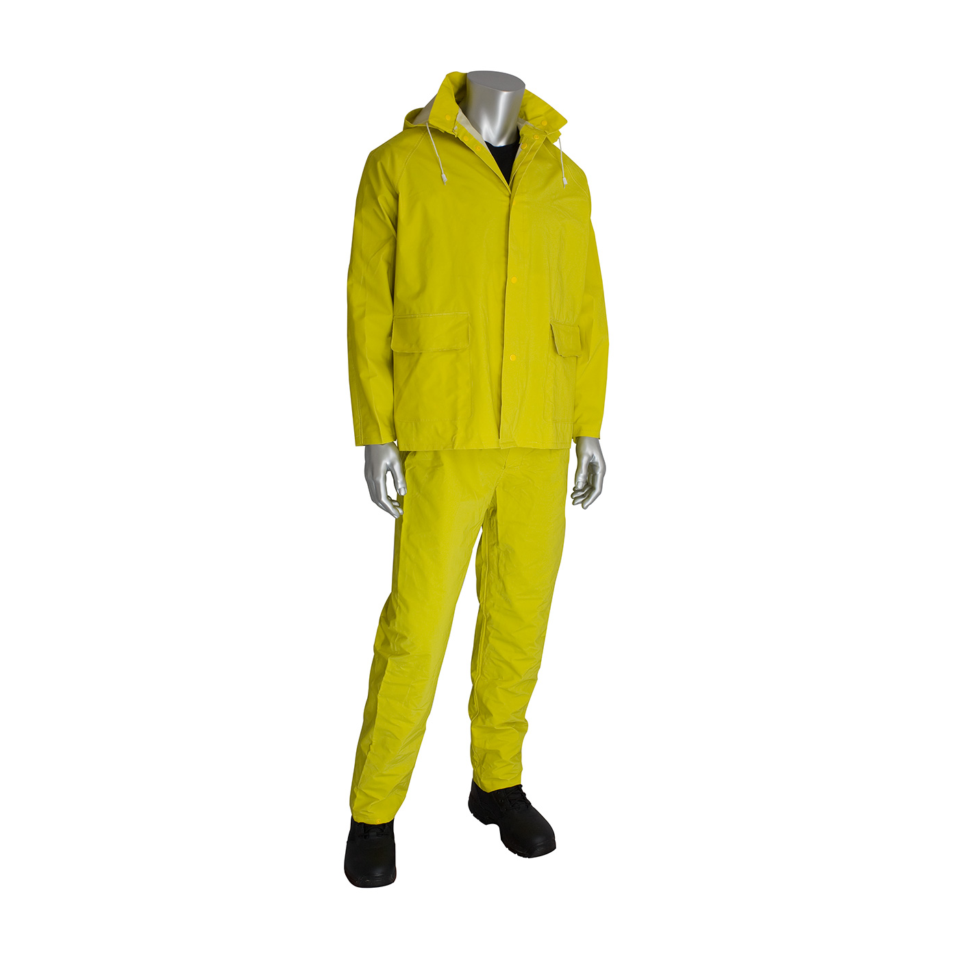 PIP Base35™ Yellow Premium 0.35mm Three Piece Treated PVC/Polyester Rain Suit Set