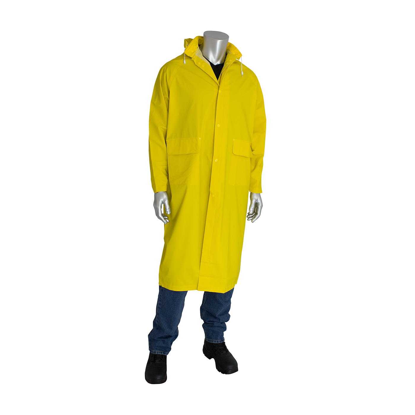 PIP Base35™ Yellow Premium 0.35mm Two Piece 48 PVC/Polyester/Corduroy Rain Suit Set