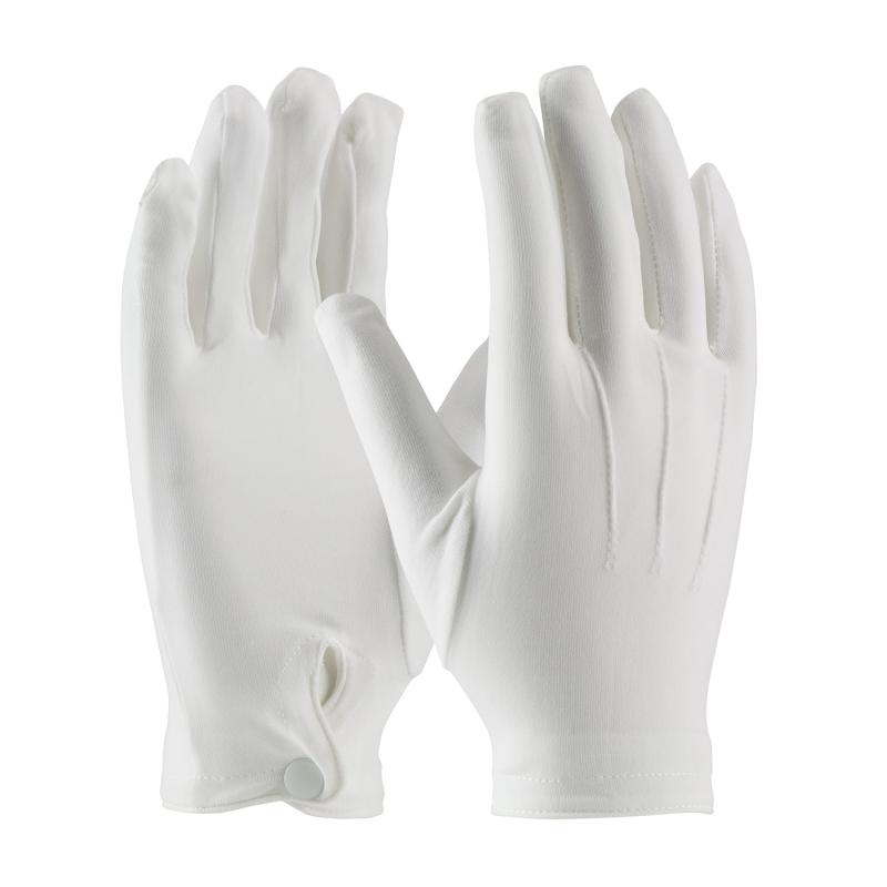 PIP Cabaret™ Mens White 100% Stretch Nylon Raised Stitching Back Dress Gloves - Snap Closure