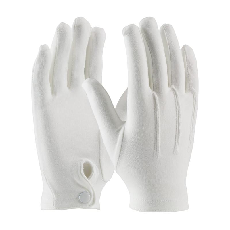 PIP Cabaret™ White 100% Cotton Raised Stitching Back Dress Gloves - Snap Closure