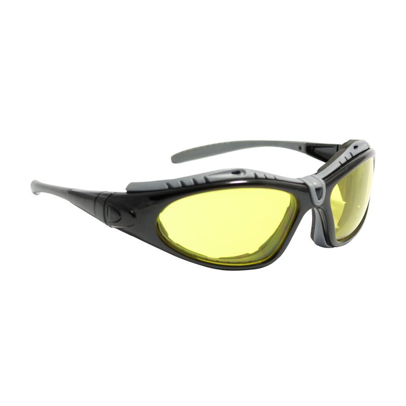 PIP Fuselage™ Amber Anti-Scratch/Fog Coated Lens Black Foam Padded Full Frame Interchangeable Safety Glasses