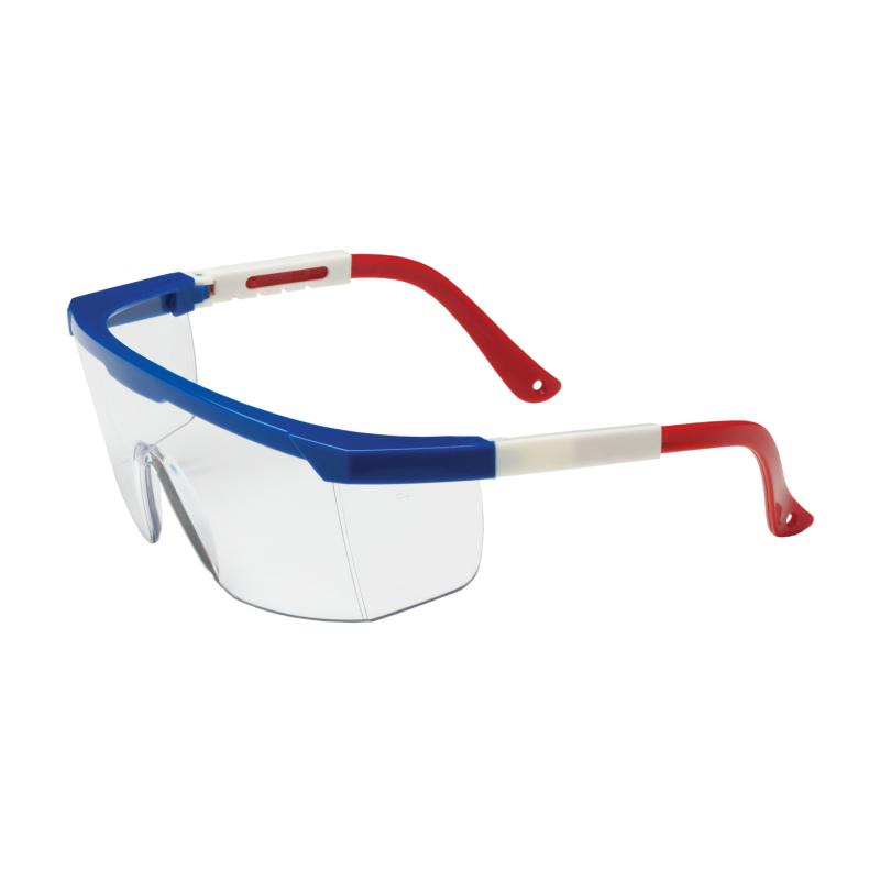 PIP Hi-Voltage ARC™ Clear Anti-Scratch Coated Lens Red/White/Blue Frame Semi-Rimless Safety Glasses