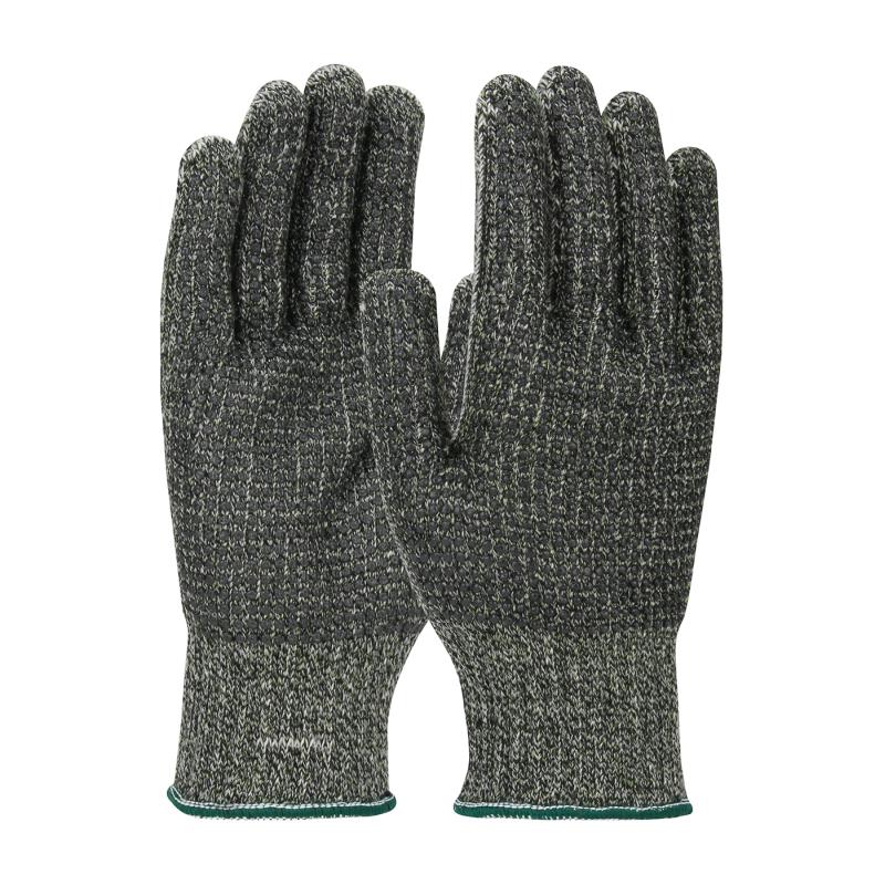 PIP Kut Gard® Salt & Pepper PVC Dotted Polyester Lined PolyKor® Blended Cut Resistant Gloves - Medium Weight